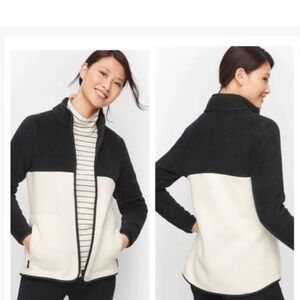T by Talbots color block full zip fleece